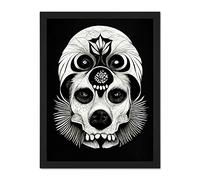 Doppelganger33 LTD Day of The Dead Dog Skull Head Drawing Halloween Artwork Framed Wall Art Print 18X24 inch