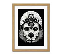 Doppelganger33 LTD Day of The Dead Dog Skull Head Drawing Halloween Artwork Framed Wall Art Print 18X24 inch