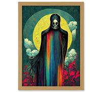 Doppelganger33 LTD Death Tarot Card Skull Full Moon Illustration Artwork Framed A3 Wall Art Print