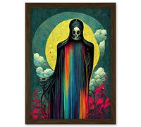 Doppelganger33 LTD Death Tarot Card Skull Full Moon Illustration Artwork Framed A3 Wall Art Print