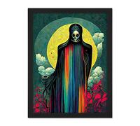 Doppelganger33 LTD Death Tarot Card Skull Full Moon Illustration Artwork Framed Wall Art Print 18X24 Inch