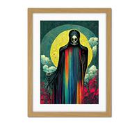 Doppelganger33 LTD Death Tarot Card Skull Full Moon Illustration Artwork Framed Wall Art Print 18X24 Inch