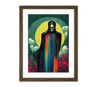 Doppelganger33 LTD Death Tarot Card Skull Full Moon Illustration Artwork Framed Wall Art Print 18X24 Inch