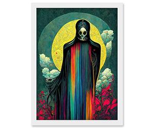 Doppelganger33 LTD Death Tarot Card Skull Full Moon Illustration Artwork Framed Wall Art Print A4