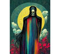 Doppelganger33 LTD Death Tarot Card Skull Full Moon Illustration Large Wall Art Poster Print Thick Paper 18X24 Inch