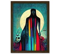 Doppelganger33 LTD Death Tarot Card Skull Rainbow Illustration Artwork Framed A3 Wall Art Print