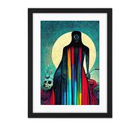 Doppelganger33 LTD Death Tarot Card Skull Rainbow Illustration Artwork Framed Wall Art Print 18X24 inch