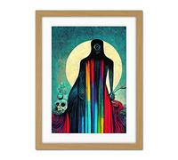 Doppelganger33 LTD Death Tarot Card Skull Rainbow Illustration Artwork Framed Wall Art Print 18X24 Inch