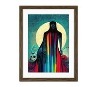 Doppelganger33 LTD Death Tarot Card Skull Rainbow Illustration Artwork Framed Wall Art Print 18X24 inch