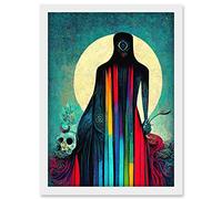 Doppelganger33 LTD Death Tarot Card Skull Rainbow Illustration Artwork Framed Wall Art Print A4
