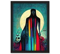Doppelganger33 LTD Death Tarot Card Skull Rainbow Illustration Artwork Framed Wall Art Print A4