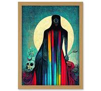 Doppelganger33 LTD Death Tarot Card Skull Rainbow Illustration Artwork Framed Wall Art Print A4