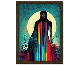 Doppelganger33 LTD Death Tarot Card Skull Rainbow Illustration Artwork Framed Wall Art Print A4