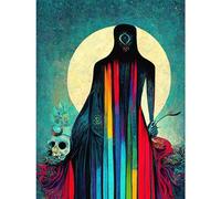Doppelganger33 LTD Death Tarot Card Skull Rainbow Illustration Large Wall Art Poster Print Thick Paper 18X24 Inch