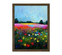 Doppelganger33 LTD Delicate Wildflower Meadow Abstract Colourful Modern Artwork Framed Wall Art Print 18X24 Inch