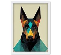 Doppelganger33 LTD Doberman Dog Colourful Geometric Artwork Framed Wall Art Print A4