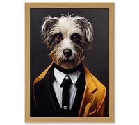 Doppelganger33 LTD Dog In Dinner Jacket Cute Fun Terrier Portrait Artwork Framed A3 Wall Art Print