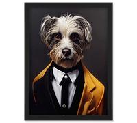 Doppelganger33 LTD Dog In Dinner Jacket Cute Fun Terrier Portrait Artwork Framed A3 Wall Art Print