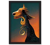 Doppelganger33 LTD Dog Spirit Guide Fantasy Surreal Anubis Painting Artwork Framed Wall Art Print A4