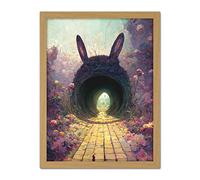 Doppelganger33 LTD Down The Rabbit Hole Alice In Wonderland Easter Bunny Tunnel Artwork Framed Wall Art Print 18X24 Inch