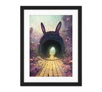 Doppelganger33 LTD Down The Rabbit Hole Alice In Wonderland Easter Bunny Tunnel Artwork Framed Wall Art Print 18X24 Inch