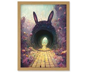 Doppelganger33 LTD Down The Rabbit Hole Alice In Wonderland Easter Bunny Tunnel Artwork Framed Wall Art Print A4