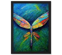 Doppelganger33 LTD Dragonfly Wings Colourful Oil Modern Artwork Framed Wall Art Print A4
