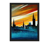 Doppelganger33 LTD Dramatic Glasgow City Skyline Modern Artwork Framed Wall Art Print 18X24 Inch