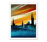Doppelganger33 LTD Dramatic Glasgow City Skyline Modern Artwork Framed Wall Art Print 18X24 Inch