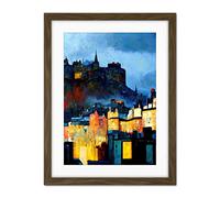 Doppelganger33 LTD Edinburgh Castle From Grassmarket Cityscape Modern Artwork Framed Wall Art Print 18X24 Inch