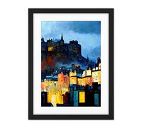 Doppelganger33 LTD Edinburgh Castle From Grassmarket Cityscape Modern Artwork Framed Wall Art Print 18X24 Inch