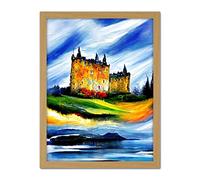Doppelganger33 LTD Eilean Donan Castle Oil Painted On May Day Artwork Framed Wall Art Print 18X24 Inch
