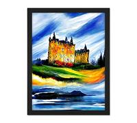 Doppelganger33 LTD Eilean Donan Castle Oil Painted On May Day Artwork Framed Wall Art Print 18X24 Inch