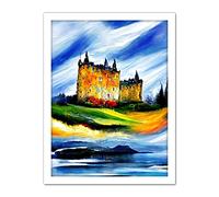 Doppelganger33 LTD Eilean Donan Castle Oil Painted On May Day Artwork Framed Wall Art Print 18X24 Inch