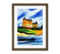 Doppelganger33 LTD Eilean Donan Castle Oil Painted On May Day Artwork Framed Wall Art Print 18X24 Inch