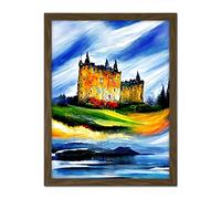 Doppelganger33 LTD Eilean Donan Castle Oil Painted On May Day Artwork Framed Wall Art Print 18X24 Inch