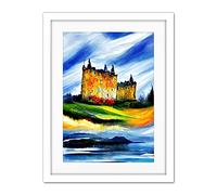 Doppelganger33 LTD Eilean Donan Castle Oil Painted On May Day Artwork Framed Wall Art Print 18X24 Inch