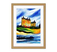 Doppelganger33 LTD Eilean Donan Castle Oil Painted On May Day Artwork Framed Wall Art Print 18X24 Inch