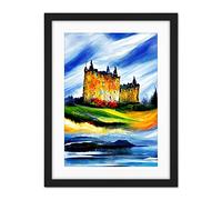 Doppelganger33 LTD Eilean Donan Castle Oil Painted On May Day Artwork Framed Wall Art Print 18X24 Inch
