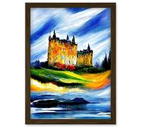Doppelganger33 LTD Eilean Donan Castle Oil Painted On May Day Artwork Framed Wall Art Print A4