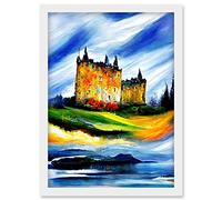 Doppelganger33 LTD Eilean Donan Castle Oil Painted On May Day Artwork Framed Wall Art Print A4