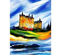 Doppelganger33 LTD Eilean Donan Castle Oil Painted On May Day Large Wall Art Poster Print Thick Paper 18X24 Inch