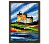 Doppelganger33 LTD Eilean Donan Castle Sea Loch Scotland Landscape Artwork Framed Wall Art Print A4