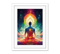 Doppelganger33 LTD Ethereal Seven Chakra Meditation Astral Artwork Framed Wall Art Print 18X24 Inch