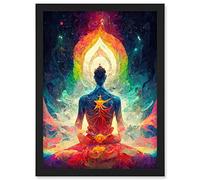 Doppelganger33 LTD Ethereal Seven Chakra Meditation Astral Artwork Framed Wall Art Print A4