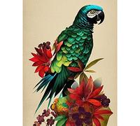 Doppelganger33 LTD Exotic Flowers And Feathers Macaw Parrot And Jungle Blooms Large Wall Art Poster Print Thick Paper 18X24 Inch