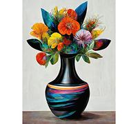 Doppelganger33 LTD Exotic Vibrant Flower Bouquet In Black Decorated Vase Large Wall Art Poster Print Thick Paper 18X24 Inch