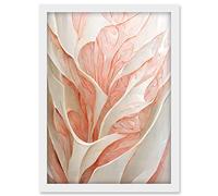 Doppelganger33 LTD Floral Blush Pink And Cream Linework Petal Detail Illustration Artwork Framed A3 Wall Art Print