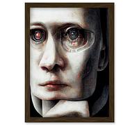 Doppelganger33 LTD Futurism Cyborg Humanoid Robot AI Face Artwork Framed Wall Art Print A4