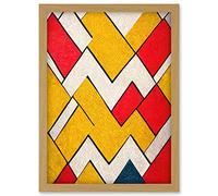 Doppelganger33 LTD Geometric Abstract 1980s Memphis Design Yellow Red Artwork Framed A3 Wall Art Print